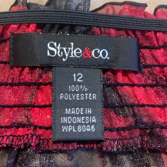 NWT - Style & Co. 2-Piece Red and Black Floral Blouse Size 12 - Picture 13 of 14